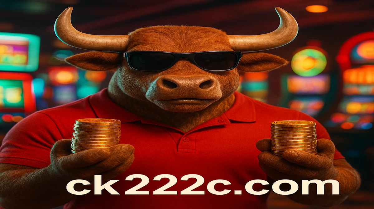 ck222-র ফরচুন অক্স গেমটির শক্তিশালী মুখ্য চরিত্র, চশমা পরা এক কুল ষাঁড়, সোনার মুদ্রার স্তূপ ধরে একটি উজ্জ্বল গেমিং প্ল্যাটফর্ম পরিবেশে দেখা যায়।